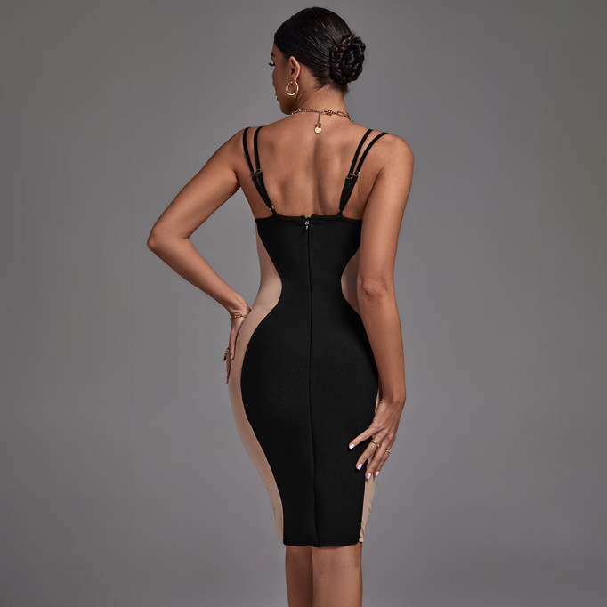 Strappy Side Mesh Tulle Bandage Dress