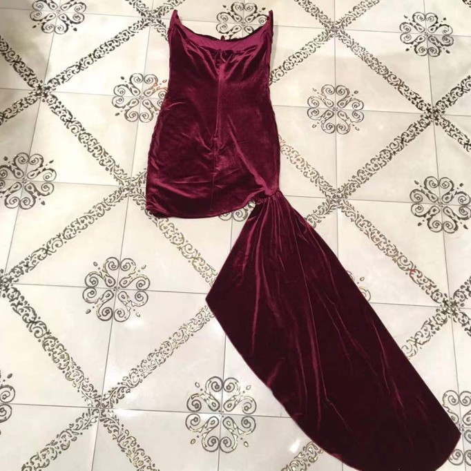 Velvet Cut Out Draping Corset Gown (Gloves not included)