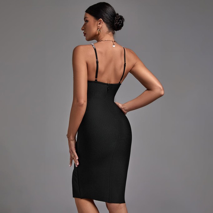 Strappy Sleeveless Manual Seam Dril Bandage Dress