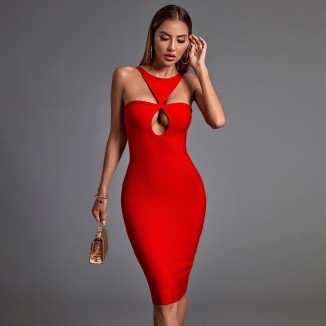 Sleeveless Cut Out Over Knee Bandage Dress