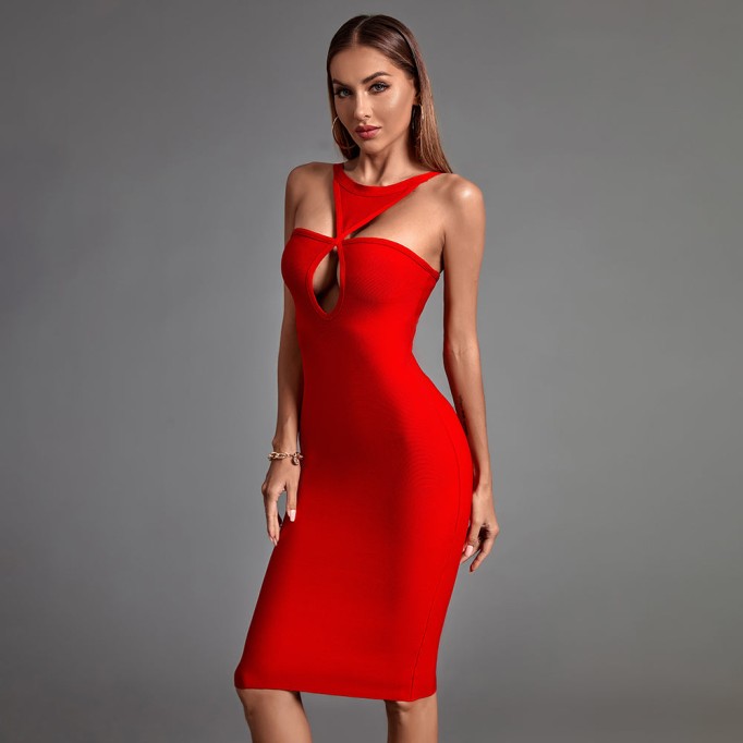 Sleeveless Cut Out Over Knee Bandage Dress