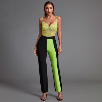 Green and Black Bandage Set (Bodysuit&Pants)