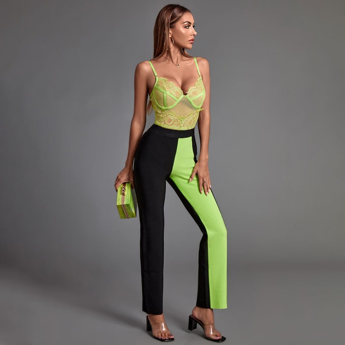 Green and Black Bandage Set (Bodysuit&Pants)