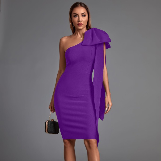 Bowknot Asymmetrical Sleeveless Bandage Dress