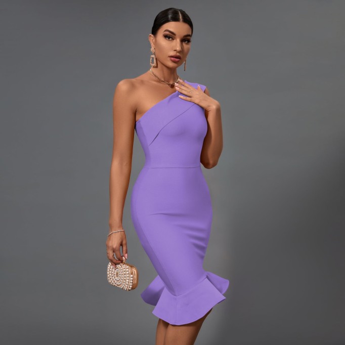 One Shoulder Fishtail Bandage Dress