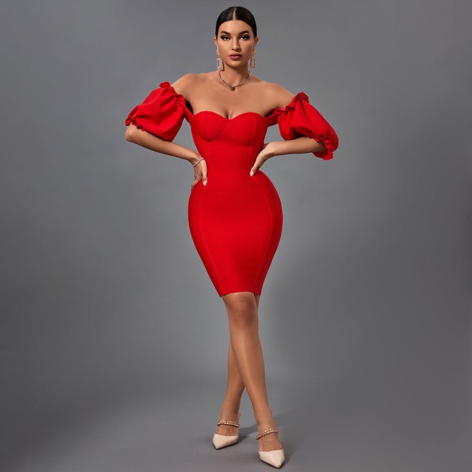 Off Shoulder Backless Mini Bandage Dress