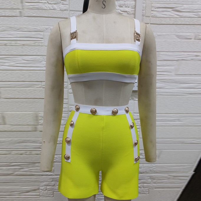 Strappy Sleeveless Exposed Waist Bandage Set PH01173