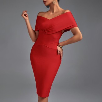 Off Shoulder Short Sleeve Elegant Bandage Dress