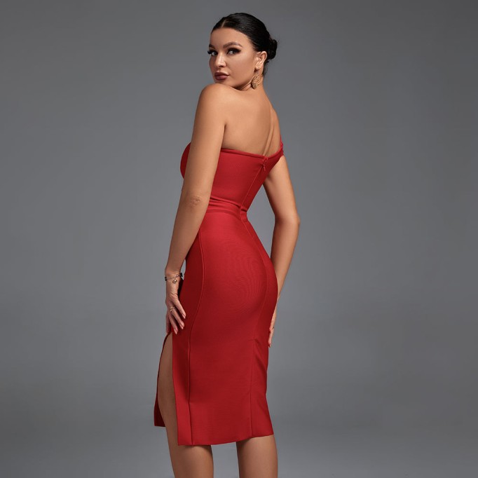 Sleeveless Asymmetrical Slit Bandage Dress