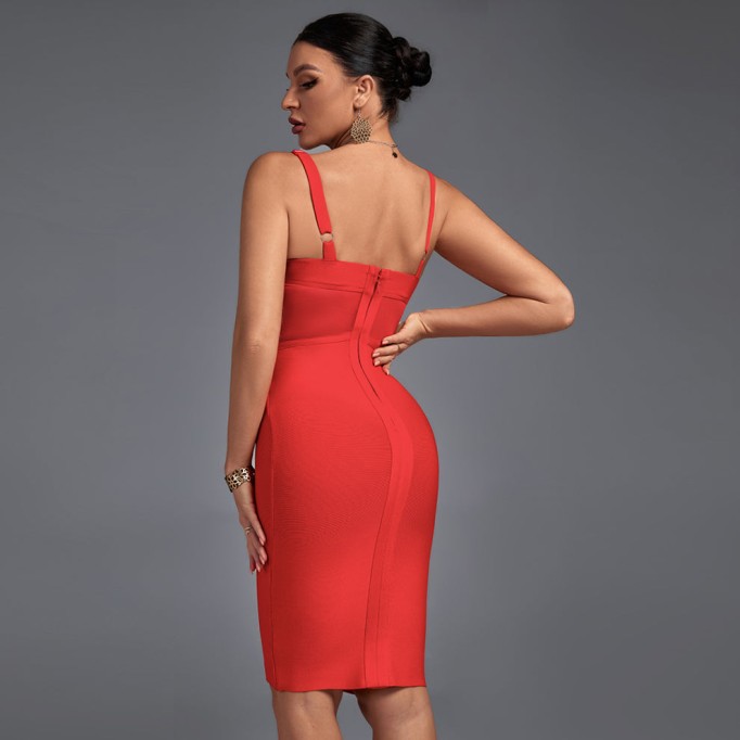 Strappy Sleeveless Mesh Midi Bandage Dress