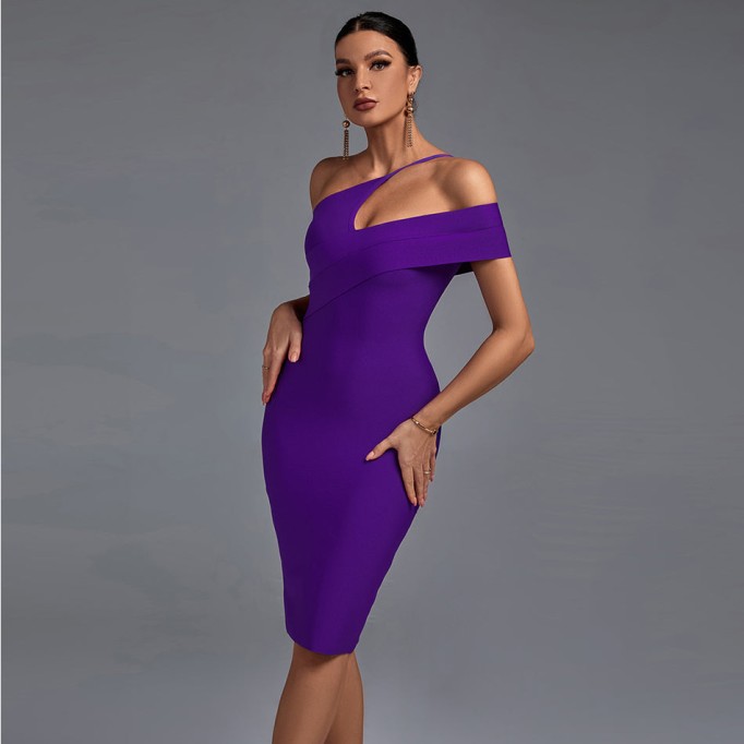 One Shoulder Midi Bandage Dress