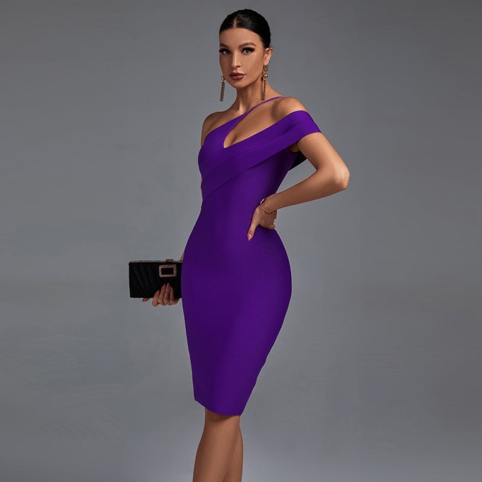 One Shoulder Midi Bandage Dress