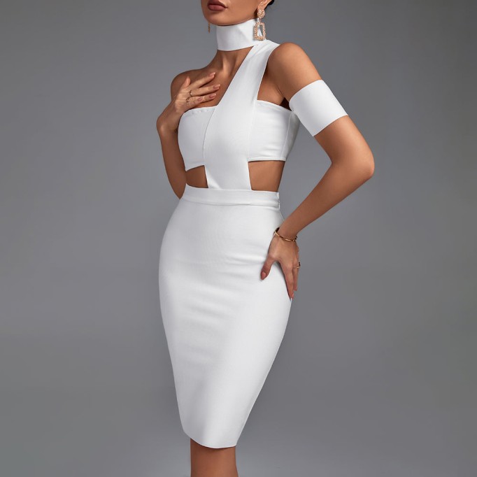 Halter Sleeveless Cut out Midi Bandage Dress