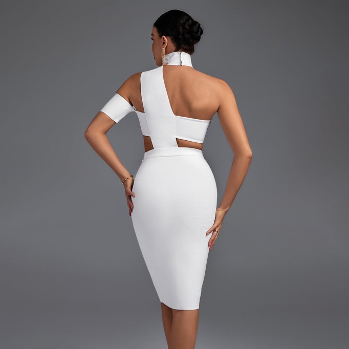 Halter Sleeveless Cut out Midi Bandage Dress