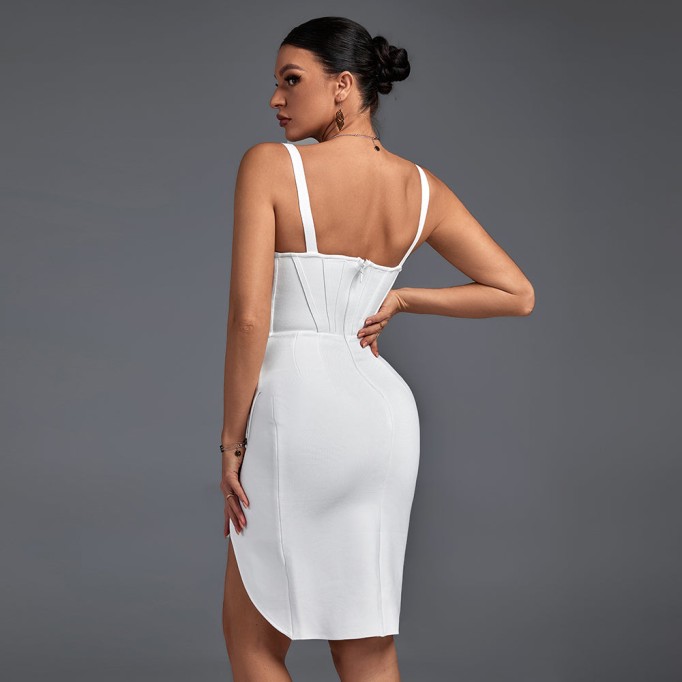 Strappy Sleeveless Frill Midi Bandage Dress