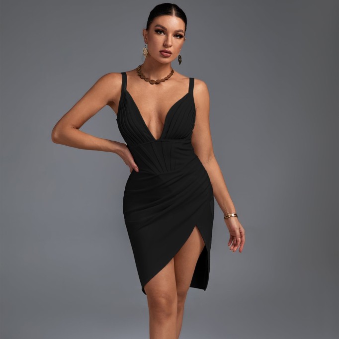 Strappy Sleeveless Frill Midi Bandage Dress