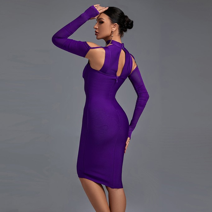 Long Sleeve Cut Out Midi Bandage Dress