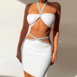 Halter Sleeveless Cut Out Bandage Set HL6268