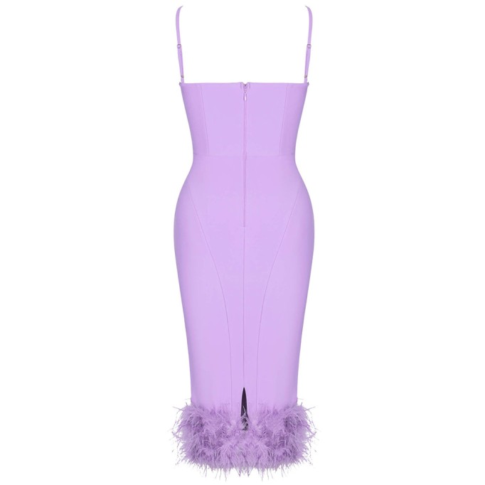 Strappy Feather Midi Bandage Dress