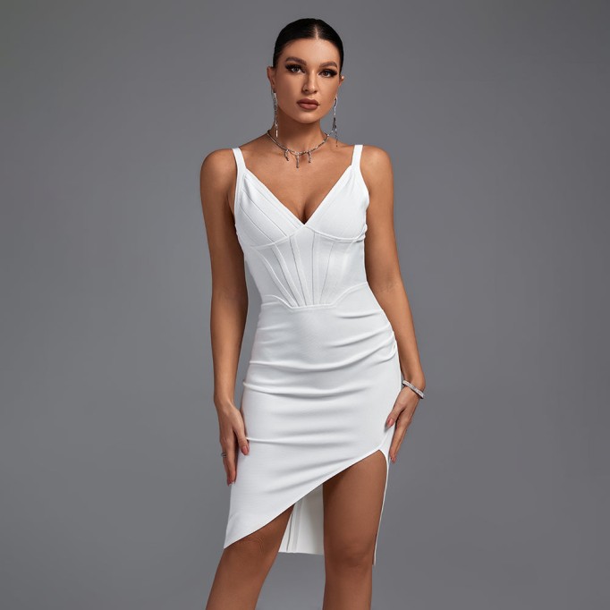 Strappy Sleeveless Frill Midi Bandage Dress