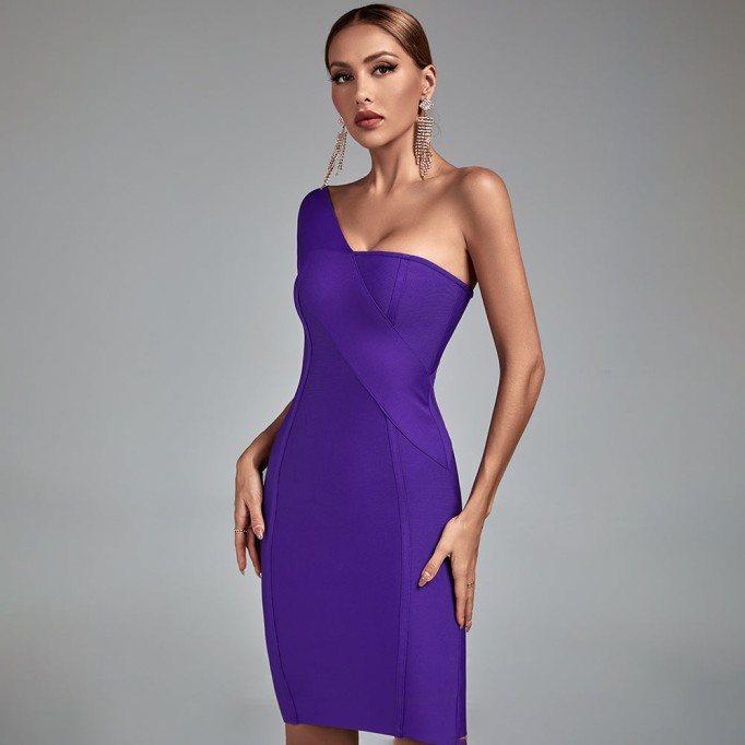 One Shoulder Asymmetrical Bandage Dress