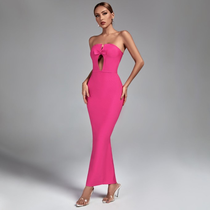 Strapless Hollow Out Maxi Bandage Dress