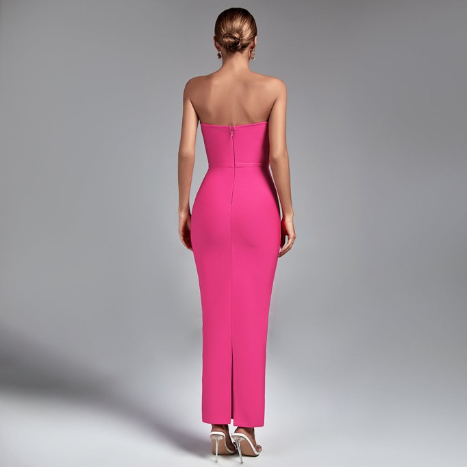 Strapless Hollow Out Maxi Bandage Dress