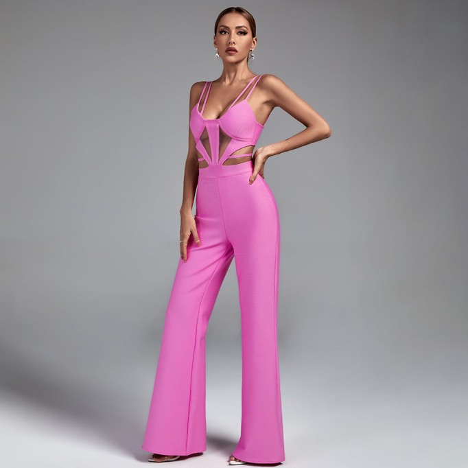 Strappy Cutout Bandage Jumpsuit