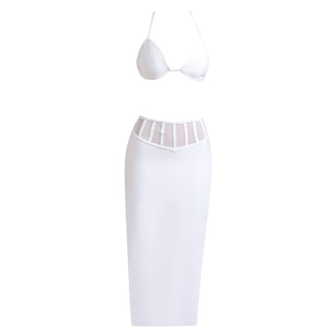 Halter Sleeveless Exposed Waist Bandage Set PZC2163