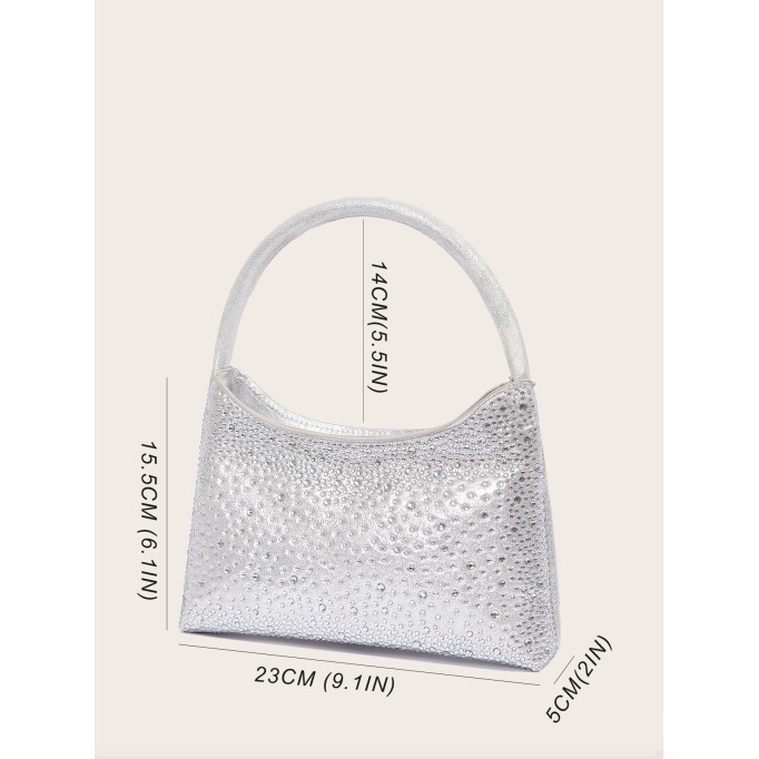 Party Silver Hot Diamond Underarm Bag