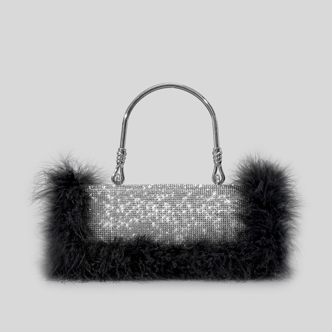 Mink Fur Diamond Evening Bag