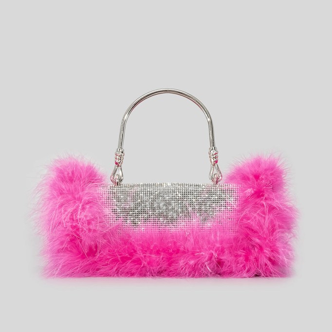 Mink Fur Diamond Evening Bag