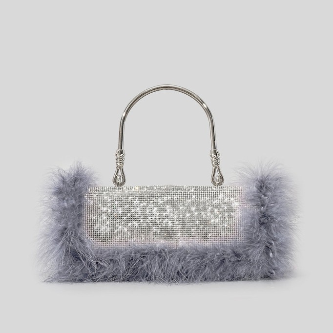 Mink Fur Diamond Evening Bag