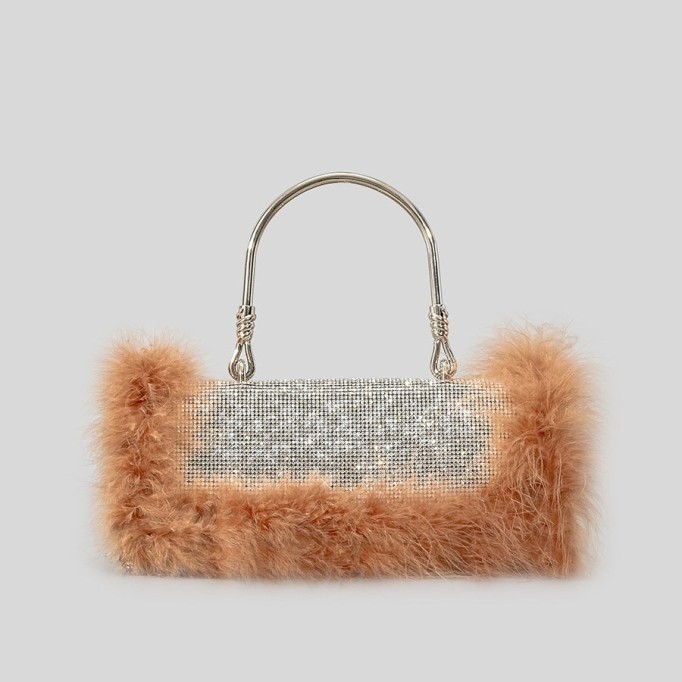 Mink Fur Diamond Evening Bag