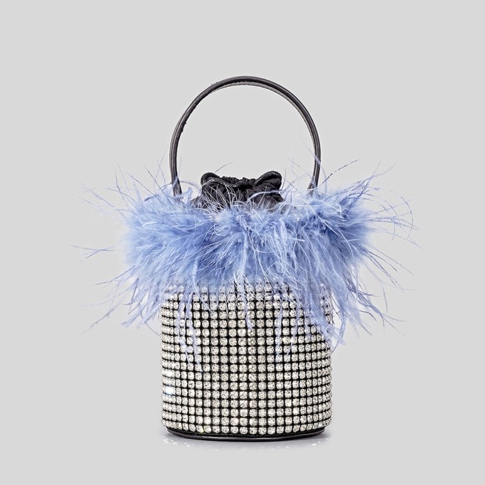 Feather Diamond Banquet Tote Bucket Bag