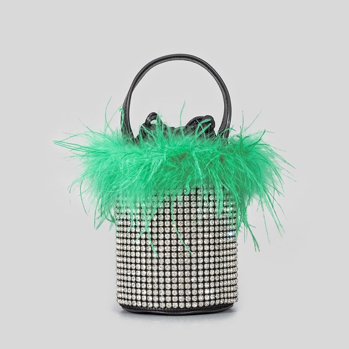 Feather Diamond Banquet Tote Bucket Bag