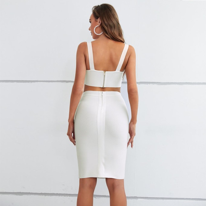 Strappy Sleeveless Exposed Waist Bandage Set PZL3053