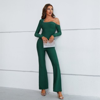 One Shoulder Long Sleeve Diamente Embellished Bandage Set PZC2223