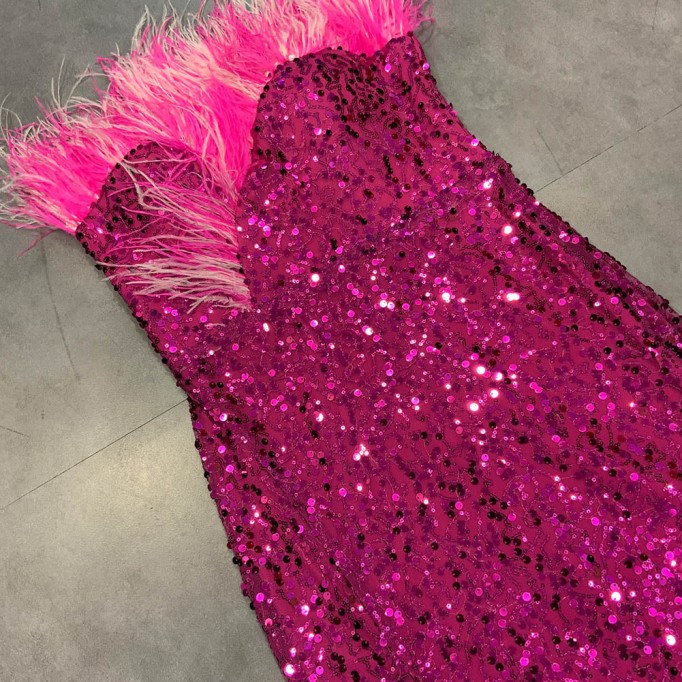 Strapless Sleeveless Sequins Maxi Bodycon Dress HT2948