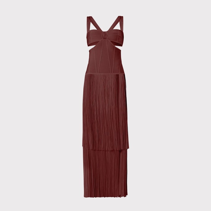 Strappy Sleeveless Tassels Maxi Bandage Dress SW6682