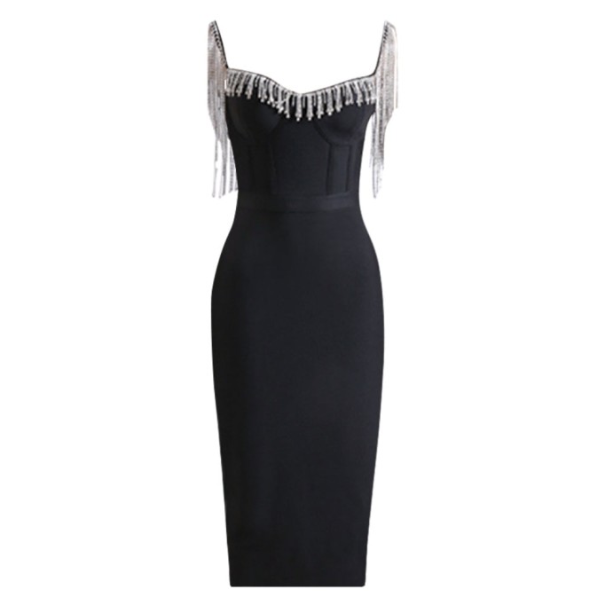 Strapless Sleeveless Diamente Embellished Midi Bandage Dress PZC2213