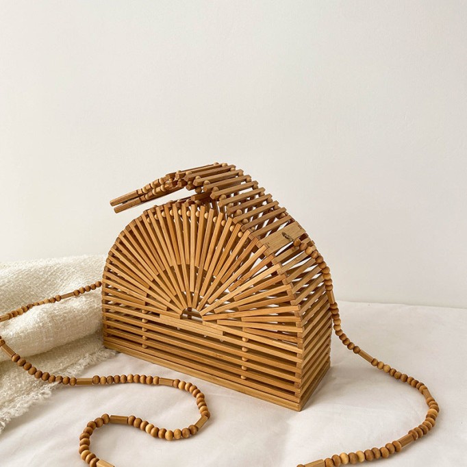 Hollow Bamboo Basket Handbag