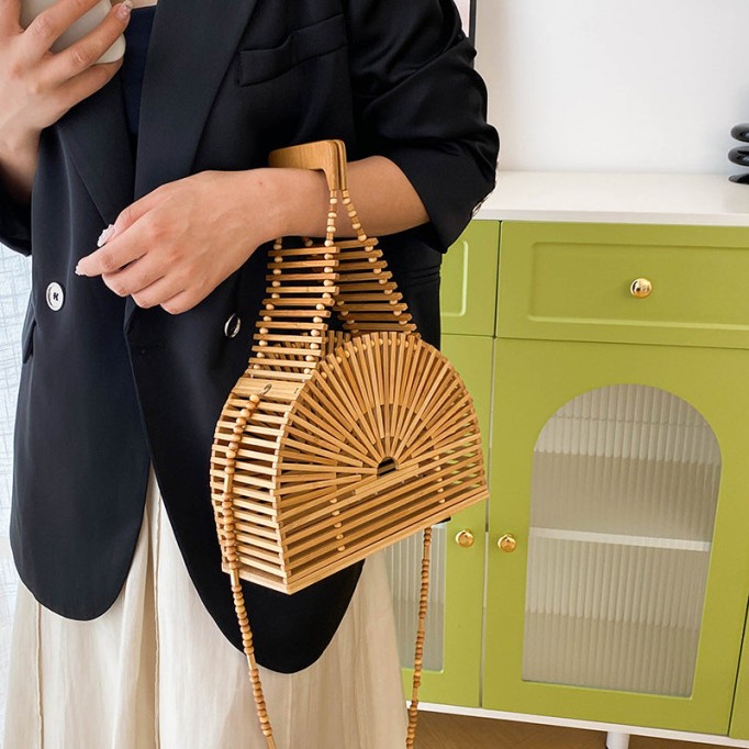 Hollow Bamboo Basket Handbag