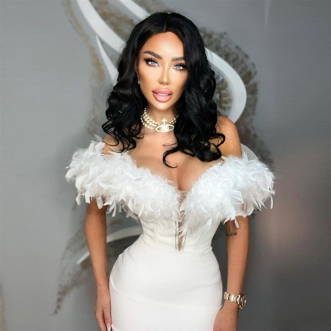 Off Shoulder Feather Midi Bandage Dress HL9275