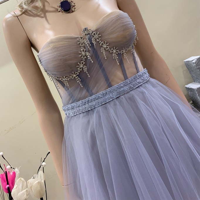 Strapless Sleeveless Gauze Mini Bodycon Dress HT3038